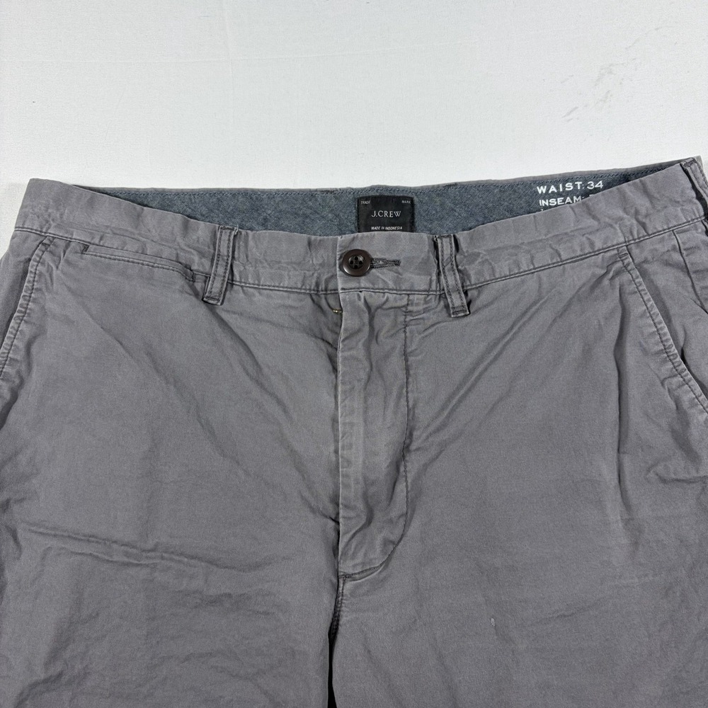 J.Crew‎ Gray Chino Shorts Mens 34 7" Inseam Stretch Cotton Casual Flat Front